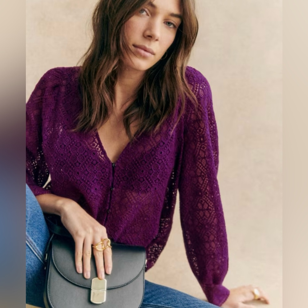 Sezane Gaya Blouse Purple - Size 4 (36)